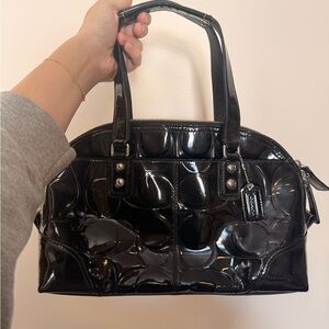 Coach Signature Ashley Embossed Patent Leather Satchel Handbag
